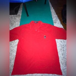 Polo Bear Ralph Lauren Polo Shirt - Mens Medium- Red Embroidered Pocket